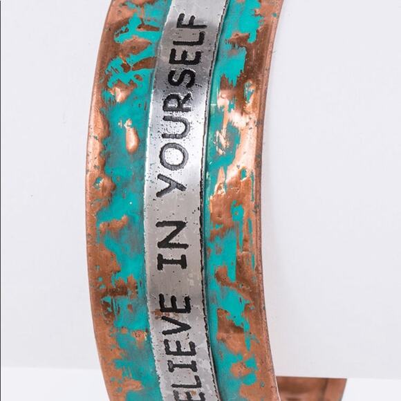 no brand Jewelry - Believe In Yourself Oxidized Cuff Bracelet - Copper, Green